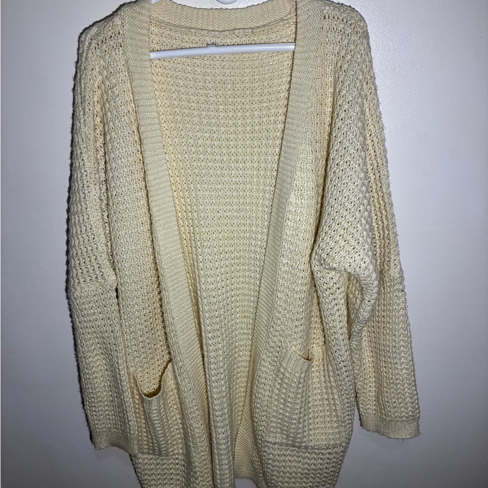 Elegant Cream Open-Front Cardigan